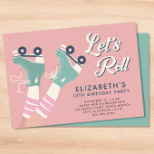 ローラースケートで滑る誕生日パーティー 招待状