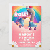 ローラースケートで滑る誕生日パーティー 招待状 (正面)