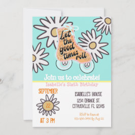 ローラースケートで滑る誕生日パーティー 招待状