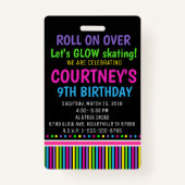 ローラースケートで滑る誕生日パーティーVIPパスグローパーティー バッジ (裏面)