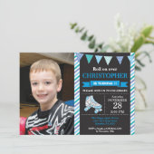 ローラースケートで滑る誕生日招待状誕生会 招待状 (スタンド正面)