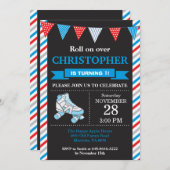 ローラースケートで滑る誕生日招待状誕生会 招待状 (正面/裏面)