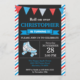 ローラースケートで滑る誕生日招待状誕生会 招待状