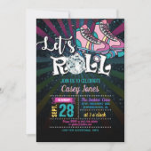 ローラースケートで滑る誕生日招待状 – 少女 招待状 (正面)