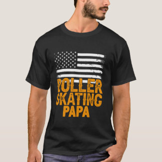 ローラースケートで滑るPAPAスポーツパパ選手コーチUSA Fl Tシャツ
