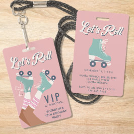 ローラースケートで滑るVIPバースデーパーティーの招待 バッジ