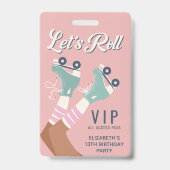 ローラースケートで滑るVIPバースデーパーティーの招待 バッジ (正面)