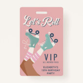 ローラースケートで滑るVIPバースデーパーティーの招待 バッジ (正面)