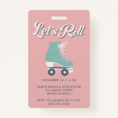 ローラースケートで滑るVIPバースデーパーティーの招待 バッジ (裏面)