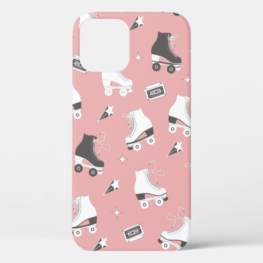 ローラースケートとカセットtとのシームレスパターン Case-Mate iPhoneケース (裏面)