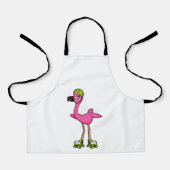 ローラースケートとヘルメット付きスケーターとしてのフラミンゴ エプロン (正面)
