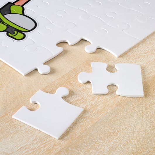 ローラースケートとヘルメット付きスケーターとしてのフラミンゴ ジグソーパズル (側面)