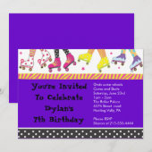 ローラースケートのお誘い ハッピーバースデーパーティー 招待状 (正面/裏面)