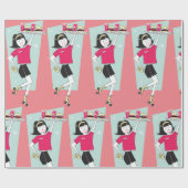 ローラースケートのウェイトレス ラッピングペーパー (フラット)