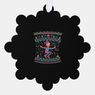 ローラースケートのクリスマスガール オーナメントカード