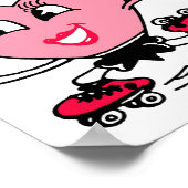 ローラースケートのピンクのハート ポスター (角)