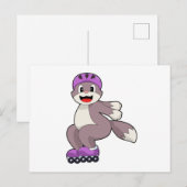 ローラースケートの猫 ポストカード (正面/裏面)