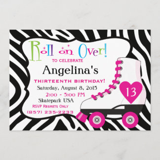 ローラースケートの誕生日パーティー招待状 招待状