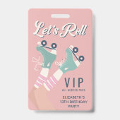 ローラースケートの誕生日パーティー招待VIP バッジ (正面)
