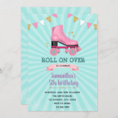 ローラースケートの誕生日招待状 招待状 (正面/裏面)