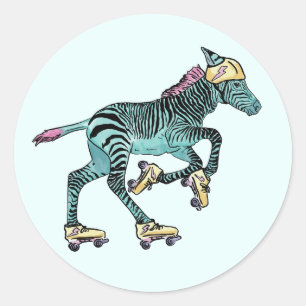 ローラースケートをしている動物 ラウンドシール