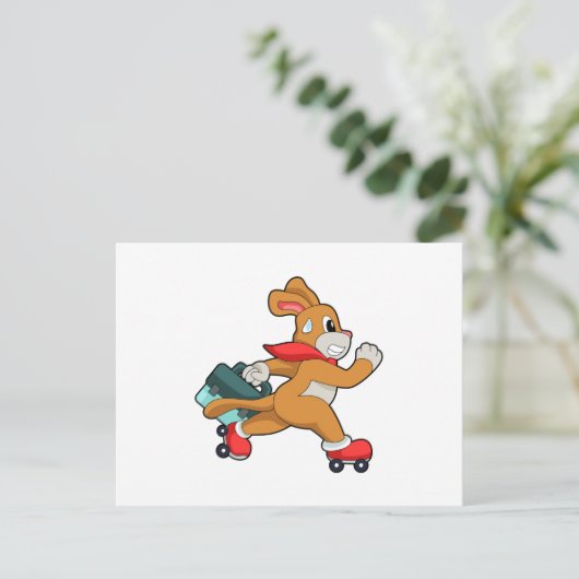ローラースケートを履いた犬 ポストカード (スタンド正面)
