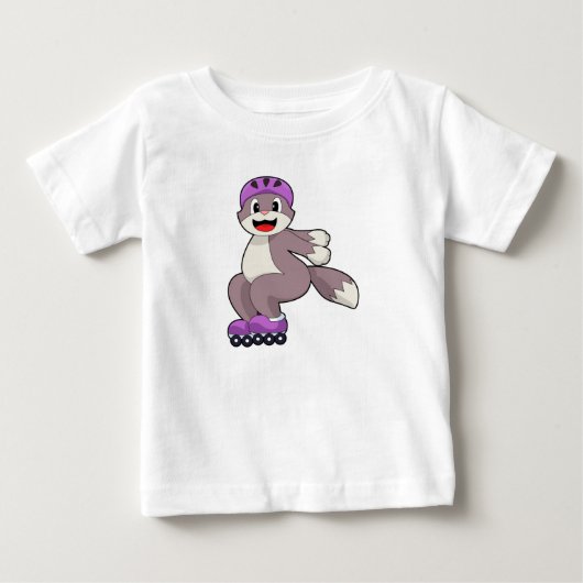 ローラースケートを履いた猫 ベビーTシャツ (正面)