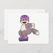 ローラースケートを履いた猫 ポストカード (正面/裏面)