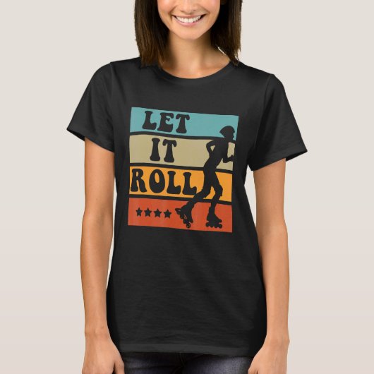 ローラースケートインラインスケートヴィンテージ衣装ローラー Tシャツ (正面)