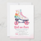 ローラースケートガールバースデーパーティーの招待 招待状 (正面)
