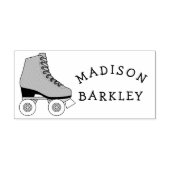 ローラースケートキッドかわいいスケートで滑るレトロ名 ラバースタンプ (インプリント)