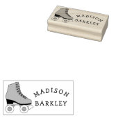 ローラースケートキッドかわいいスケートで滑るレトロ名 ラバースタンプ (押印)