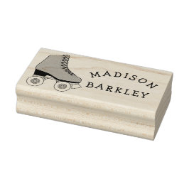 ローラースケートキッドかわいいスケートで滑るレトロ名 ラバースタンプ