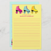 ローラースケートキッドかわいいレトロスケートで滑る 便箋 (正面/裏面)