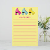 ローラースケートキッドかわいいレトロスケートで滑る 便箋 (スタンド正面)