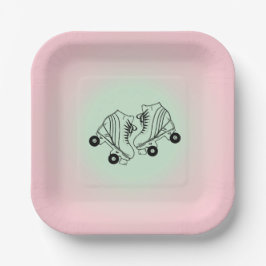 ローラースケートグラデーションピンク ペーパープレート