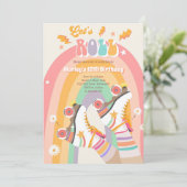 ローラースケートスケートで滑るレトロGroovy誕生日パーティーI 招待状 (スタンド正面)