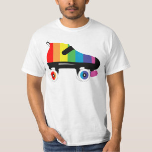 ローラースケートストライプレインボー Tシャツ