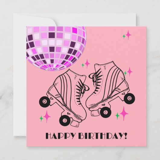 ローラースケートダービースケートで滑るピンクディスコ誕生日 (正面)