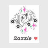 ローラースケートダービースケートで滑るピンクバースデーパーティー シール (シート)