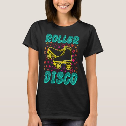 ローラースケートディスコスケートで滑るローラスケートで滑る Tシャツ (正面)