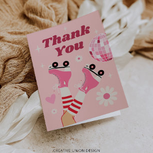 ローラースケートディスコ誕生日パーティーサンキューカード サンキューカード