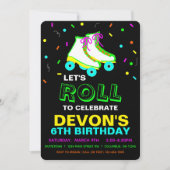 ローラースケートネオン誕生日パーティー 招待状 (正面)