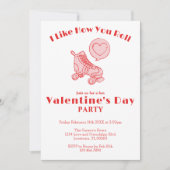 ローラースケートハートかわいいバレンタインデーパーティー 招待状 (正面)