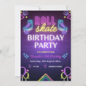 ローラースケートパーティーの誕生日招待状 招待状 (正面)