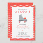 ローラースケートパーティー – サンゴ 招待状 (正面/裏面)