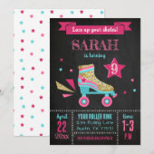 ローラースケートパーティー ローラースケート 誕生日 招待状 (正面/裏面)