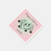 ローラースケートピンクグラデーションハッピーバースデー スタンダードカクテルナプキン (角)