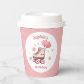 ローラースケートピンクグリッターガールズバースデーパーティー 紙コップ (正面)