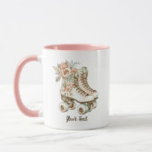 ローラースケートフローラ水彩ヴィンテージギフトマグ マグカップ (左)